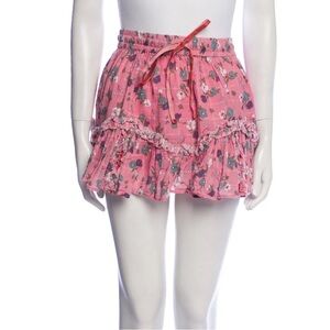 LOVESHACKFANCY Ruffle Floral Becca Mini Skirt in Hollywood Pink S